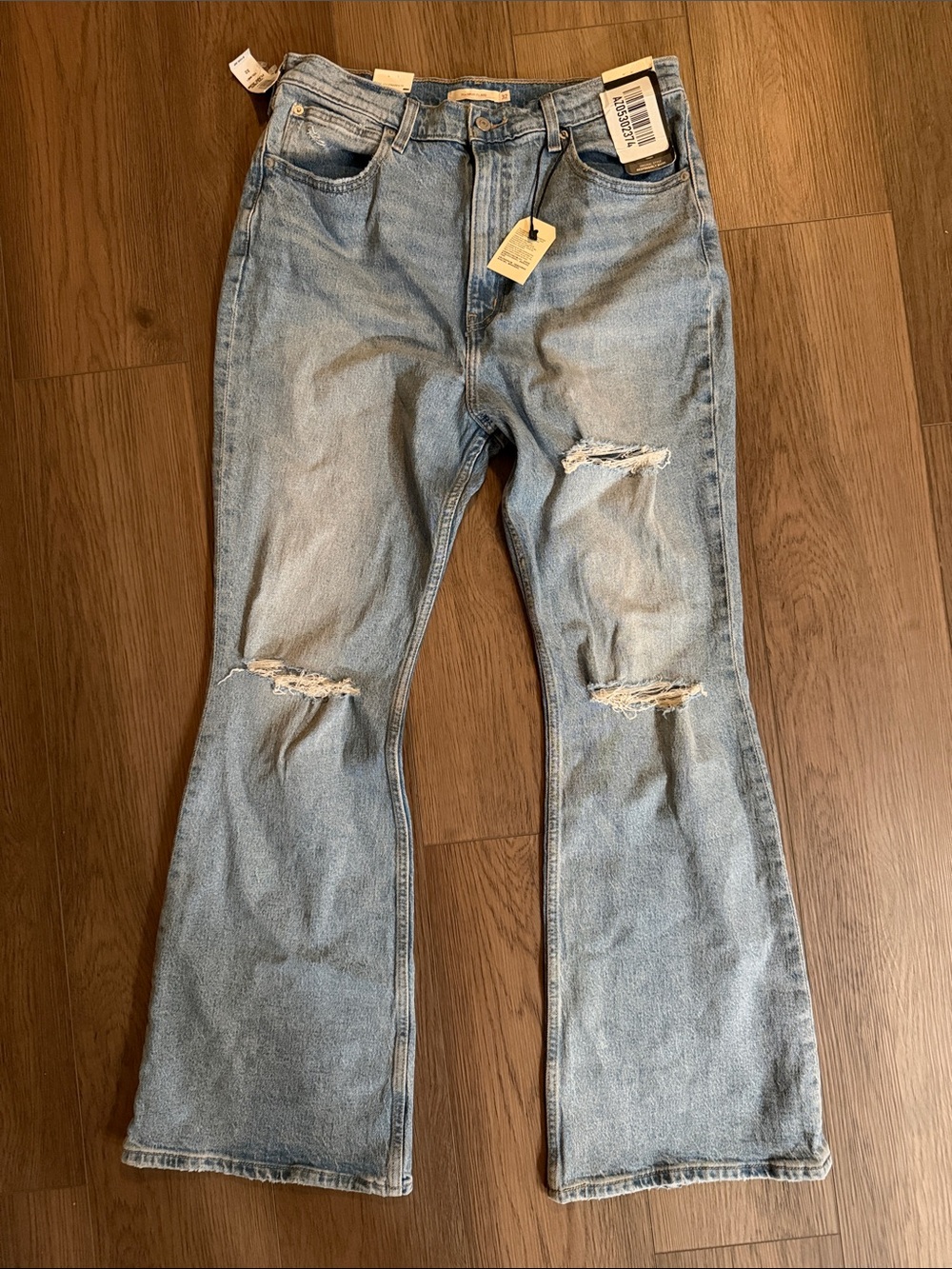 Levi's Light Blue Ripped Flare Jeans